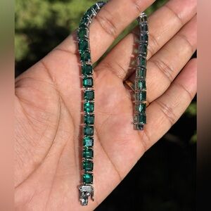 IGI Certified Lab Grown Colombian Emerald Bracelet | 925 Silver